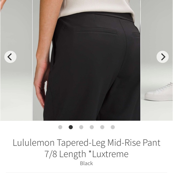 Lululemon Tapered Leg Mid-Rise Work Trouser Pants 7/8 Length Black Sz S 4-6 - Picture 3 of 12
